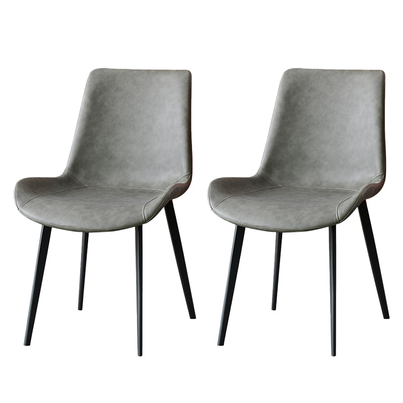 Industrial Style Side Chair Faux Leather Side Dining Chair with Metal Base Grey 2 Piece Set Clearhalo 'Dining Chairs' 'Dining Tables & Seating' 'dining_chair' 'furn' 'furn_dining_chair' 'Furniture' 'Kitchen & Dining Furniture' 7028804