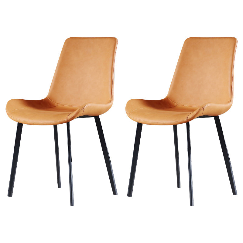 Industrial Style Side Chair Faux Leather Side Dining Chair with Metal Base Orange 2 Piece Set Clearhalo 'Dining Chairs' 'Dining Tables & Seating' 'dining_chair' 'furn' 'furn_dining_chair' 'Furniture' 'Kitchen & Dining Furniture' 7028806