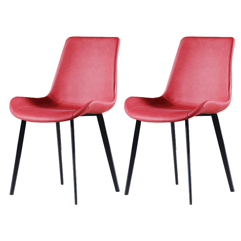 Industrial Style Side Chair Faux Leather Side Dining Chair with Metal Base Red 2 Piece Set Clearhalo 'Dining Chairs' 'Dining Tables & Seating' 'dining_chair' 'furn' 'furn_dining_chair' 'Furniture' 'Kitchen & Dining Furniture' 7028807