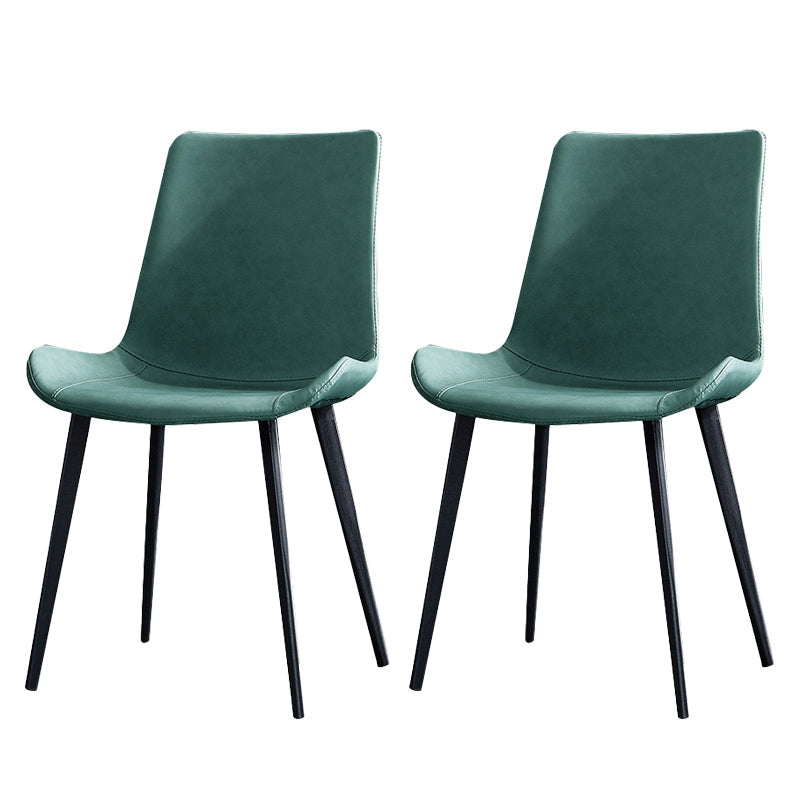 Industrial Style Side Chair Faux Leather Side Dining Chair with Metal Base Green 2 Piece Set Clearhalo 'Dining Chairs' 'Dining Tables & Seating' 'dining_chair' 'furn' 'furn_dining_chair' 'Furniture' 'Kitchen & Dining Furniture' 7028809
