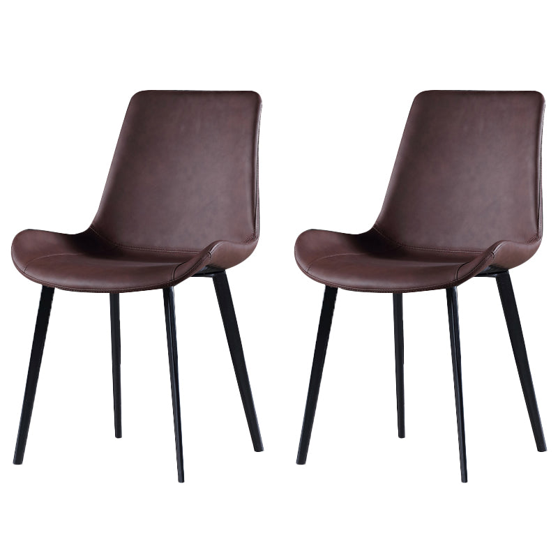 Industrial Style Side Chair Faux Leather Side Dining Chair with Metal Base Coffee 2 Piece Set Clearhalo 'Dining Chairs' 'Dining Tables & Seating' 'dining_chair' 'furn' 'furn_dining_chair' 'Furniture' 'Kitchen & Dining Furniture' 7028811