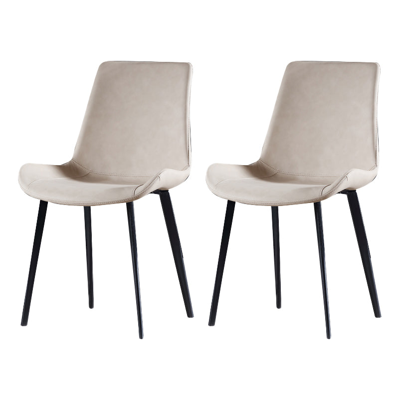 Industrial Style Side Chair Faux Leather Side Dining Chair with Metal Base Off-White 2 Piece Set Clearhalo 'Dining Chairs' 'Dining Tables & Seating' 'dining_chair' 'furn' 'furn_dining_chair' 'Furniture' 'Kitchen & Dining Furniture' 7028812