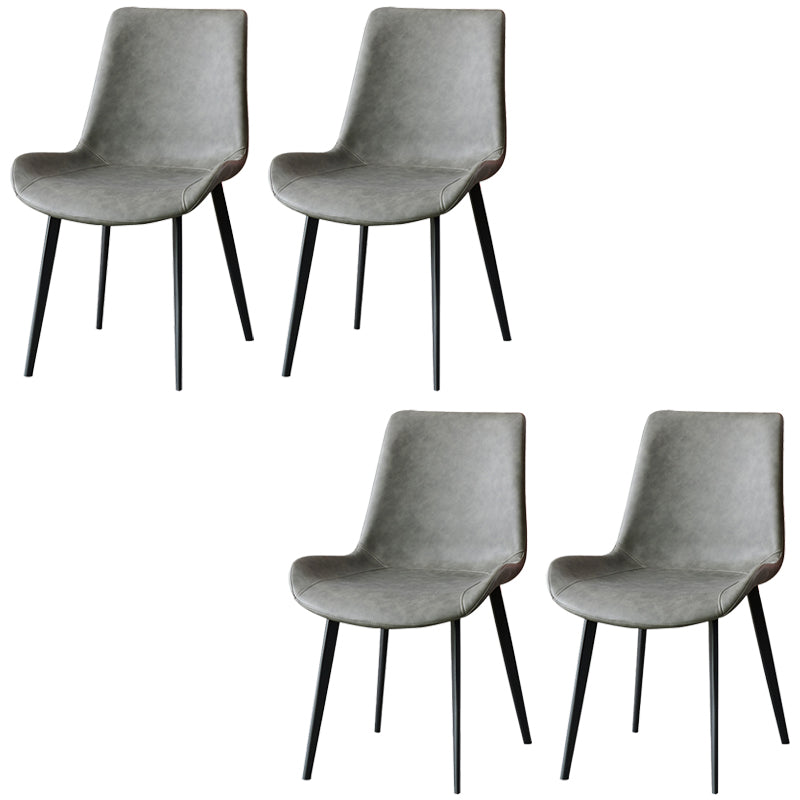 Industrial Style Side Chair Faux Leather Side Dining Chair with Metal Base Grey 4 Piece Set Clearhalo 'Dining Chairs' 'Dining Tables & Seating' 'dining_chair' 'furn' 'furn_dining_chair' 'Furniture' 'Kitchen & Dining Furniture' 7028813