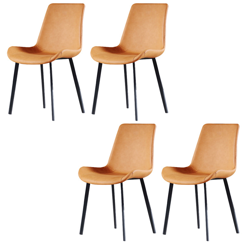 Industrial Style Side Chair Faux Leather Side Dining Chair with Metal Base Orange 4 Piece Set Clearhalo 'Dining Chairs' 'Dining Tables & Seating' 'dining_chair' 'furn' 'furn_dining_chair' 'Furniture' 'Kitchen & Dining Furniture' 7028814