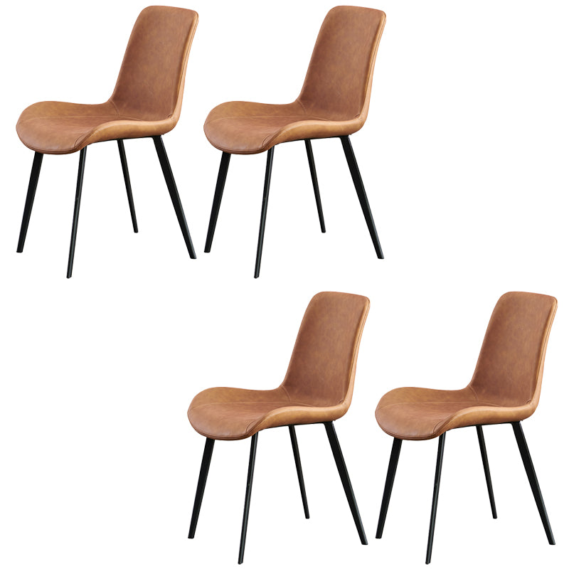 Industrial Style Side Chair Faux Leather Side Dining Chair with Metal Base Orange Yellow 4 Piece Set Clearhalo 'Dining Chairs' 'Dining Tables & Seating' 'dining_chair' 'furn' 'furn_dining_chair' 'Furniture' 'Kitchen & Dining Furniture' 7028816