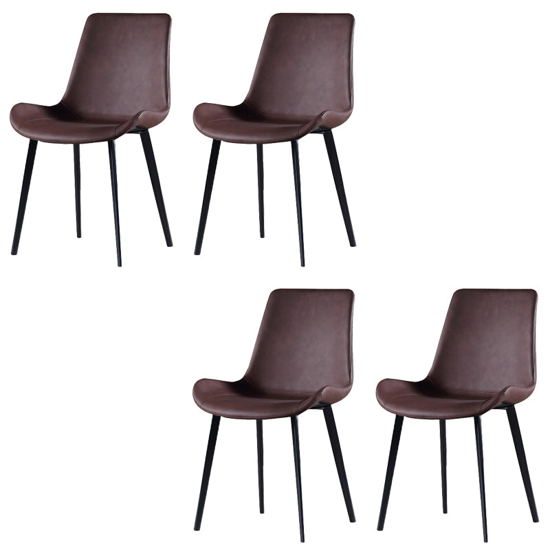 Industrial Style Side Chair Faux Leather Side Dining Chair with Metal Base Coffee 4 Piece Set Clearhalo 'Dining Chairs' 'Dining Tables & Seating' 'dining_chair' 'furn' 'furn_dining_chair' 'Furniture' 'Kitchen & Dining Furniture' 7028819
