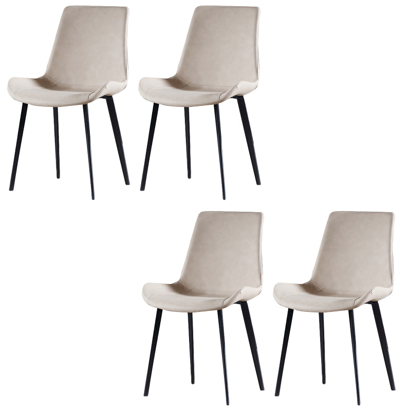 Industrial Style Side Chair Faux Leather Side Dining Chair with Metal Base Off-White 4 Piece Set Clearhalo 'Dining Chairs' 'Dining Tables & Seating' 'dining_chair' 'furn' 'furn_dining_chair' 'Furniture' 'Kitchen & Dining Furniture' 7028820