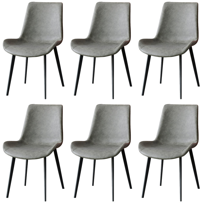 Industrial Style Side Chair Faux Leather Side Dining Chair with Metal Base Grey 6 Piece Set Clearhalo 'Dining Chairs' 'Dining Tables & Seating' 'dining_chair' 'furn' 'furn_dining_chair' 'Furniture' 'Kitchen & Dining Furniture' 7028821