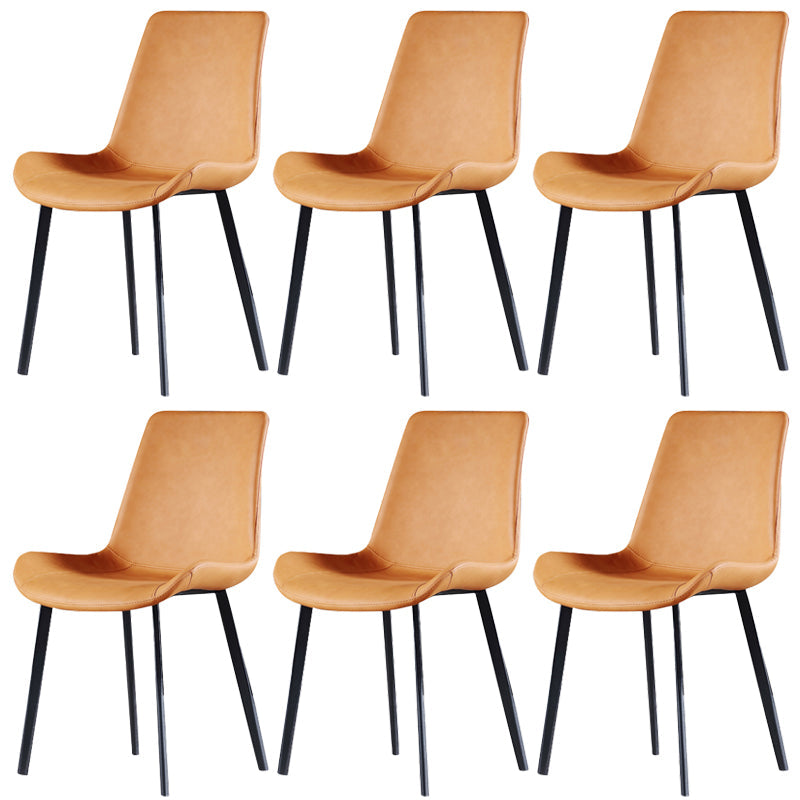 Industrial Style Side Chair Faux Leather Side Dining Chair with Metal Base Orange 6 Piece Set Clearhalo 'Dining Chairs' 'Dining Tables & Seating' 'dining_chair' 'furn' 'furn_dining_chair' 'Furniture' 'Kitchen & Dining Furniture' 7028822