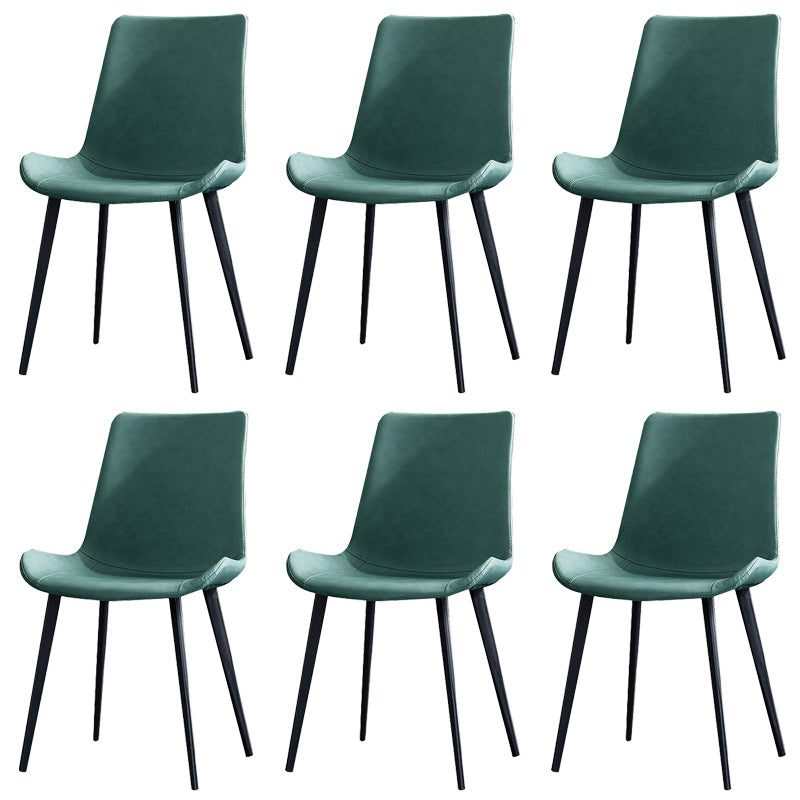 Industrial Style Side Chair Faux Leather Side Dining Chair with Metal Base Green 6 Piece Set Clearhalo 'Dining Chairs' 'Dining Tables & Seating' 'dining_chair' 'furn' 'furn_dining_chair' 'Furniture' 'Kitchen & Dining Furniture' 7028825