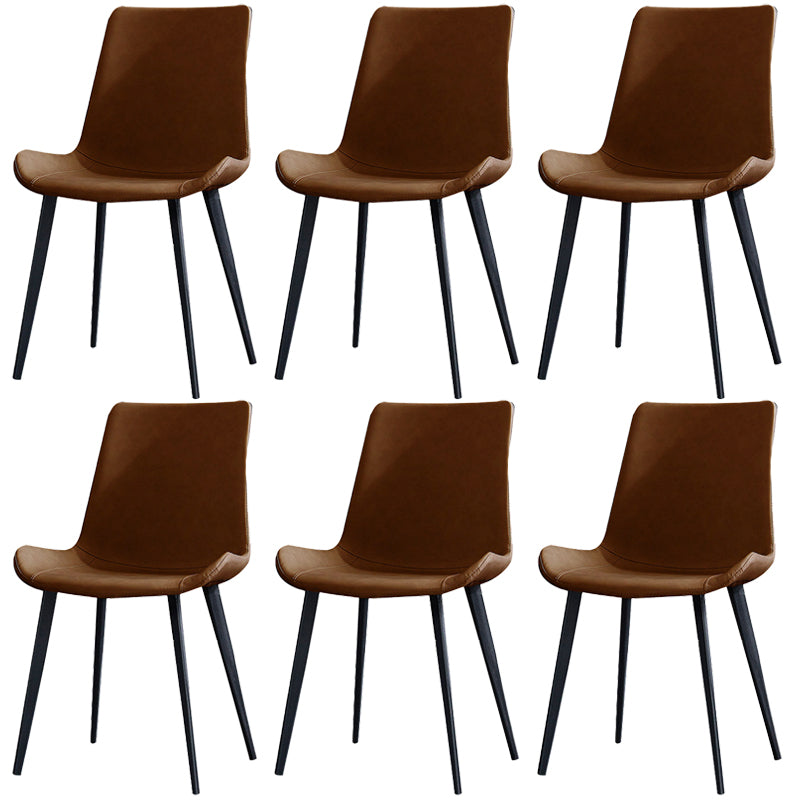 Industrial Style Side Chair Faux Leather Side Dining Chair with Metal Base Brown 6 Piece Set Clearhalo 'Dining Chairs' 'Dining Tables & Seating' 'dining_chair' 'furn' 'furn_dining_chair' 'Furniture' 'Kitchen & Dining Furniture' 7028826