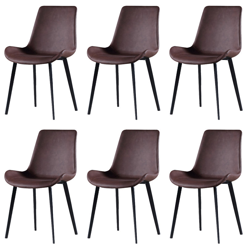 Industrial Style Side Chair Faux Leather Side Dining Chair with Metal Base Coffee 6 Piece Set Clearhalo 'Dining Chairs' 'Dining Tables & Seating' 'dining_chair' 'furn' 'furn_dining_chair' 'Furniture' 'Kitchen & Dining Furniture' 7028827