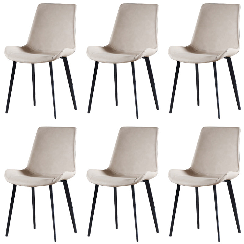 Industrial Style Side Chair Faux Leather Side Dining Chair with Metal Base Off-White 6 Piece Set Clearhalo 'Dining Chairs' 'Dining Tables & Seating' 'dining_chair' 'furn' 'furn_dining_chair' 'Furniture' 'Kitchen & Dining Furniture' 7028828