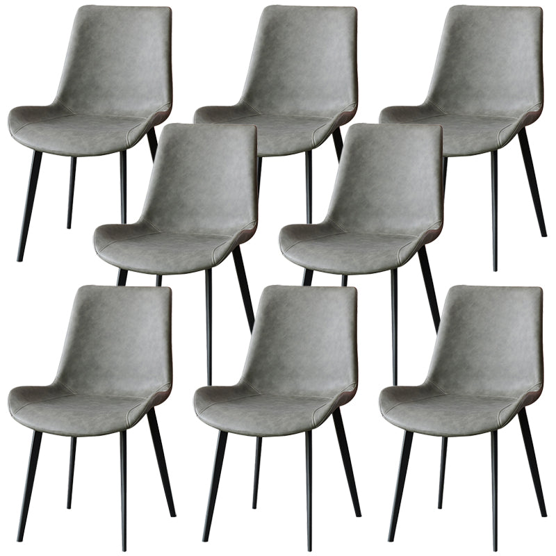 Industrial Style Side Chair Faux Leather Side Dining Chair with Metal Base Grey 8 Piece Set Clearhalo 'Dining Chairs' 'Dining Tables & Seating' 'dining_chair' 'furn' 'furn_dining_chair' 'Furniture' 'Kitchen & Dining Furniture' 7028829