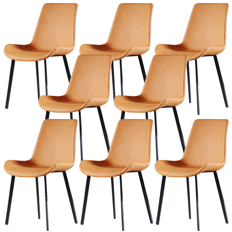 Industrial Style Side Chair Faux Leather Side Dining Chair with Metal Base Orange 8 Piece Set Clearhalo 'Dining Chairs' 'Dining Tables & Seating' 'dining_chair' 'furn' 'furn_dining_chair' 'Furniture' 'Kitchen & Dining Furniture' 7028830