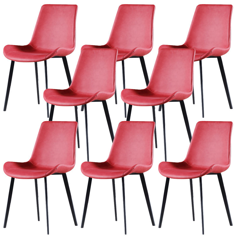 Industrial Style Side Chair Faux Leather Side Dining Chair with Metal Base Red 8 Piece Set Clearhalo 'Dining Chairs' 'Dining Tables & Seating' 'dining_chair' 'furn' 'furn_dining_chair' 'Furniture' 'Kitchen & Dining Furniture' 7028831