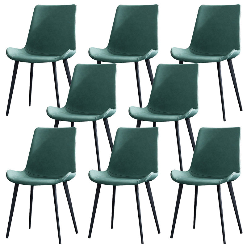 Industrial Style Side Chair Faux Leather Side Dining Chair with Metal Base Green 8 Piece Set Clearhalo 'Dining Chairs' 'Dining Tables & Seating' 'dining_chair' 'furn' 'furn_dining_chair' 'Furniture' 'Kitchen & Dining Furniture' 7028833
