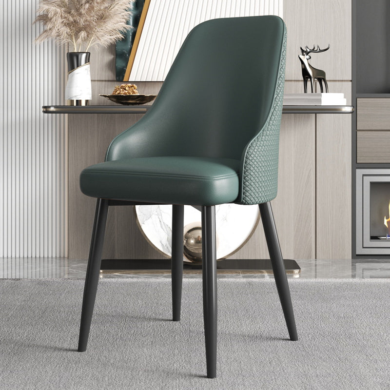 Industrial Style Side Chair Leather Side Dining Chair with Metal Base Green 1 Piece Clearhalo 'Dining Chairs' 'Dining Tables & Seating' 'dining_chair' 'furn' 'furn_dining_chair' 'Furniture' 'Kitchen & Dining Furniture' 7028911