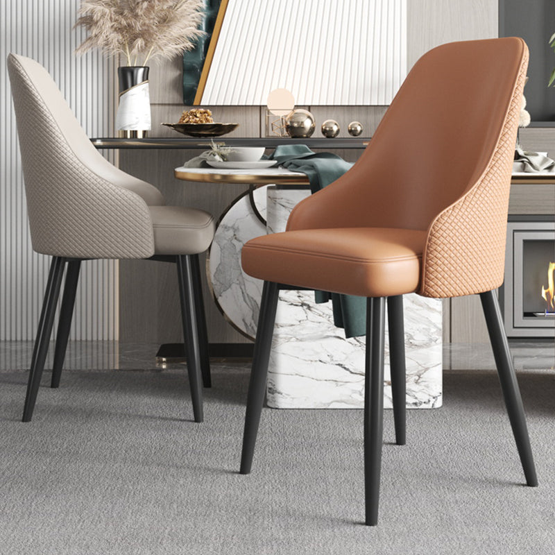 Industrial Style Side Chair Leather Side Dining Chair with Metal Base Clearhalo 'Dining Chairs' 'Dining Tables & Seating' 'dining_chair' 'furn' 'furn_dining_chair' 'Furniture' 'Kitchen & Dining Furniture' 7028915