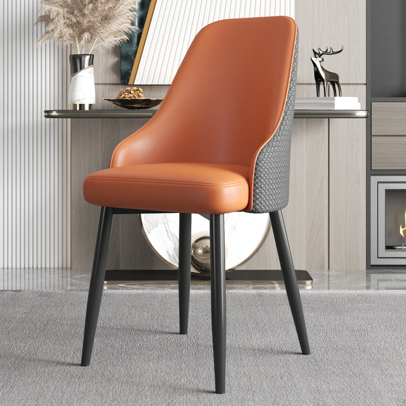 Industrial Style Side Chair Leather Side Dining Chair with Metal Base Brown 1 Piece Clearhalo 'Dining Chairs' 'Dining Tables & Seating' 'dining_chair' 'furn' 'furn_dining_chair' 'Furniture' 'Kitchen & Dining Furniture' 7028916