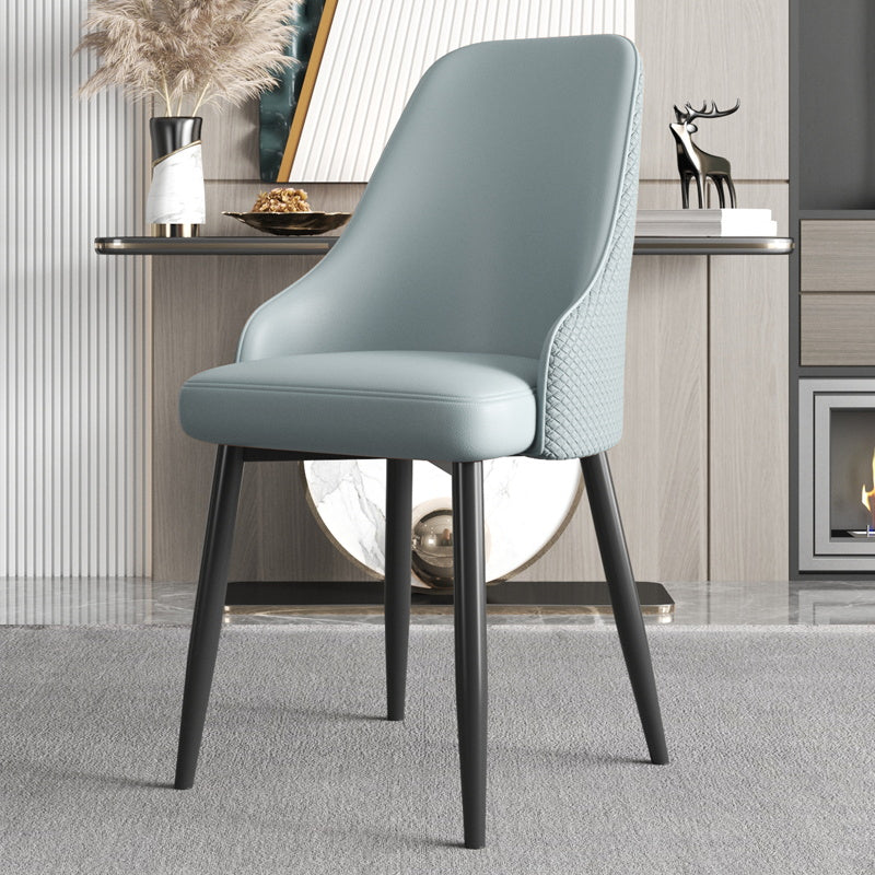 Industrial Style Side Chair Leather Side Dining Chair with Metal Base Blue 1 Piece Clearhalo 'Dining Chairs' 'Dining Tables & Seating' 'dining_chair' 'furn' 'furn_dining_chair' 'Furniture' 'Kitchen & Dining Furniture' 7028918