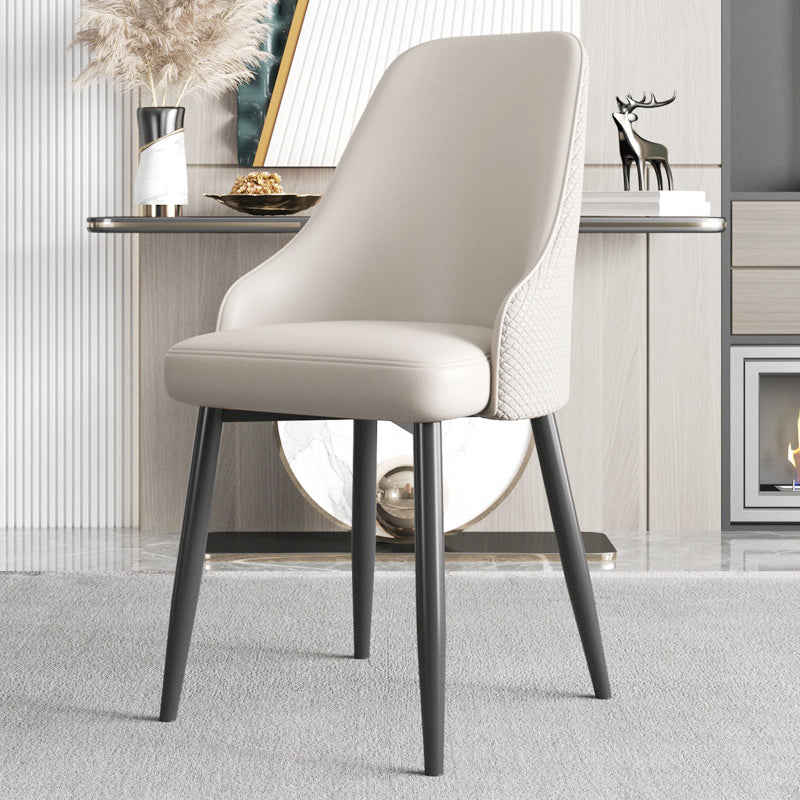 Industrial Style Side Chair Leather Side Dining Chair with Metal Base Off-White 1 Piece Clearhalo 'Dining Chairs' 'Dining Tables & Seating' 'dining_chair' 'furn' 'furn_dining_chair' 'Furniture' 'Kitchen & Dining Furniture' 7028920