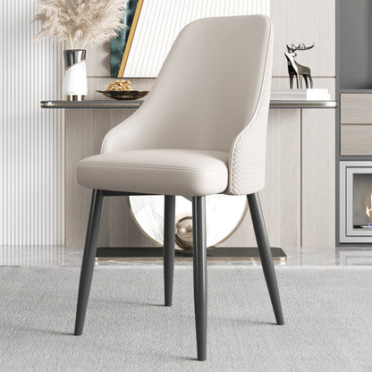 Industrial Style Side Chair Leather Side Dining Chair with Metal Base Off-White 1 Piece Clearhalo 'Dining Chairs' 'Dining Tables & Seating' 'dining_chair' 'furn' 'furn_dining_chair' 'Furniture' 'Kitchen & Dining Furniture' 7028920