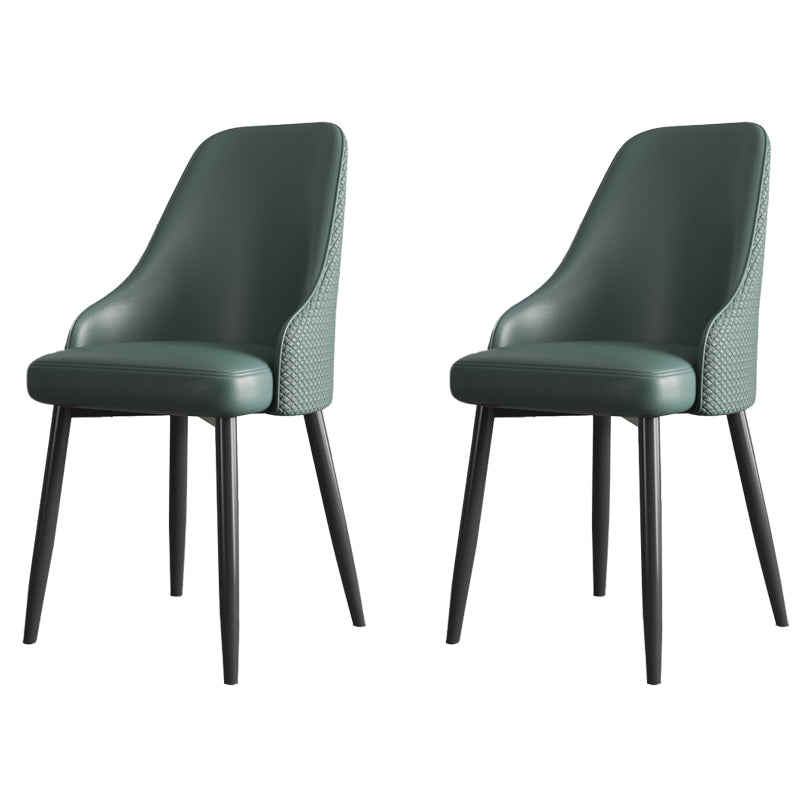 Industrial Style Side Chair Leather Side Dining Chair with Metal Base Green 2 Piece Set Clearhalo 'Dining Chairs' 'Dining Tables & Seating' 'dining_chair' 'furn' 'furn_dining_chair' 'Furniture' 'Kitchen & Dining Furniture' 7028922