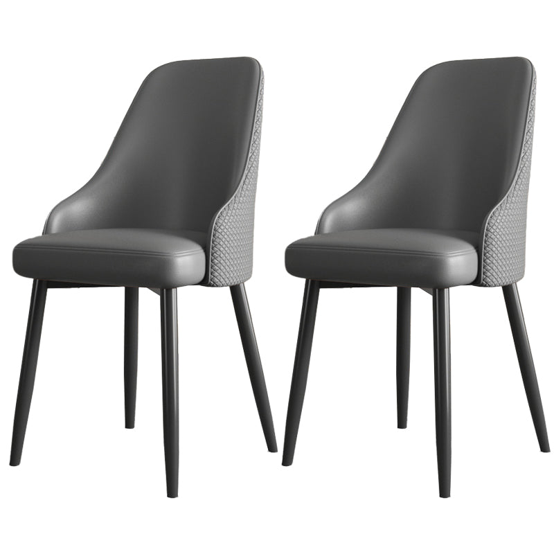 Industrial Style Side Chair Leather Side Dining Chair with Metal Base Grey 2 Piece Set Clearhalo 'Dining Chairs' 'Dining Tables & Seating' 'dining_chair' 'furn' 'furn_dining_chair' 'Furniture' 'Kitchen & Dining Furniture' 7028927