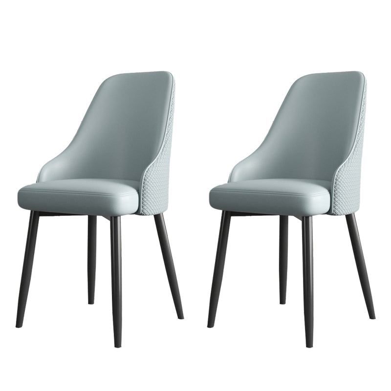 Industrial Style Side Chair Leather Side Dining Chair with Metal Base Blue 2 Piece Set Clearhalo 'Dining Chairs' 'Dining Tables & Seating' 'dining_chair' 'furn' 'furn_dining_chair' 'Furniture' 'Kitchen & Dining Furniture' 7028930