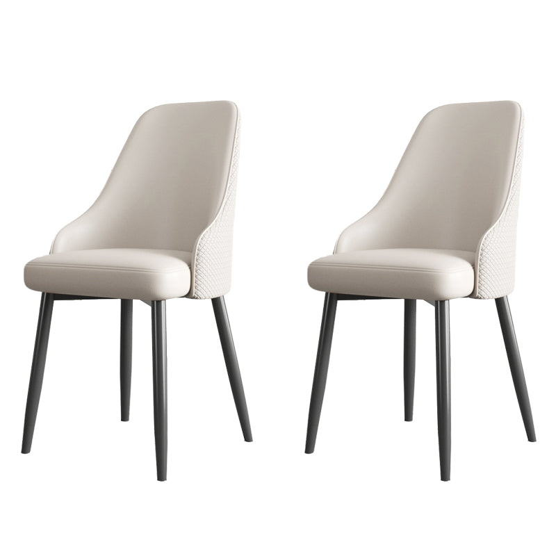 Industrial Style Side Chair Leather Side Dining Chair with Metal Base Off-White 2 Piece Set Clearhalo 'Dining Chairs' 'Dining Tables & Seating' 'dining_chair' 'furn' 'furn_dining_chair' 'Furniture' 'Kitchen & Dining Furniture' 7028931