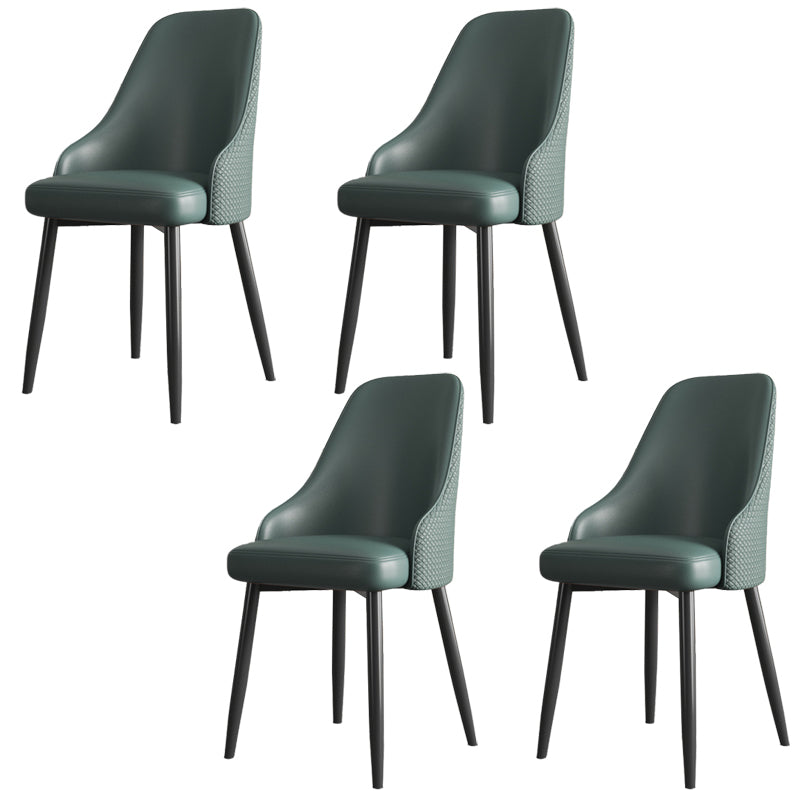 Industrial Style Side Chair Leather Side Dining Chair with Metal Base Green 4 Piece Set Clearhalo 'Dining Chairs' 'Dining Tables & Seating' 'dining_chair' 'furn' 'furn_dining_chair' 'Furniture' 'Kitchen & Dining Furniture' 7028932