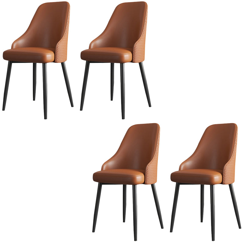 Industrial Style Side Chair Leather Side Dining Chair with Metal Base Dark Brown 4 Piece Set Clearhalo 'Dining Chairs' 'Dining Tables & Seating' 'dining_chair' 'furn' 'furn_dining_chair' 'Furniture' 'Kitchen & Dining Furniture' 7028933