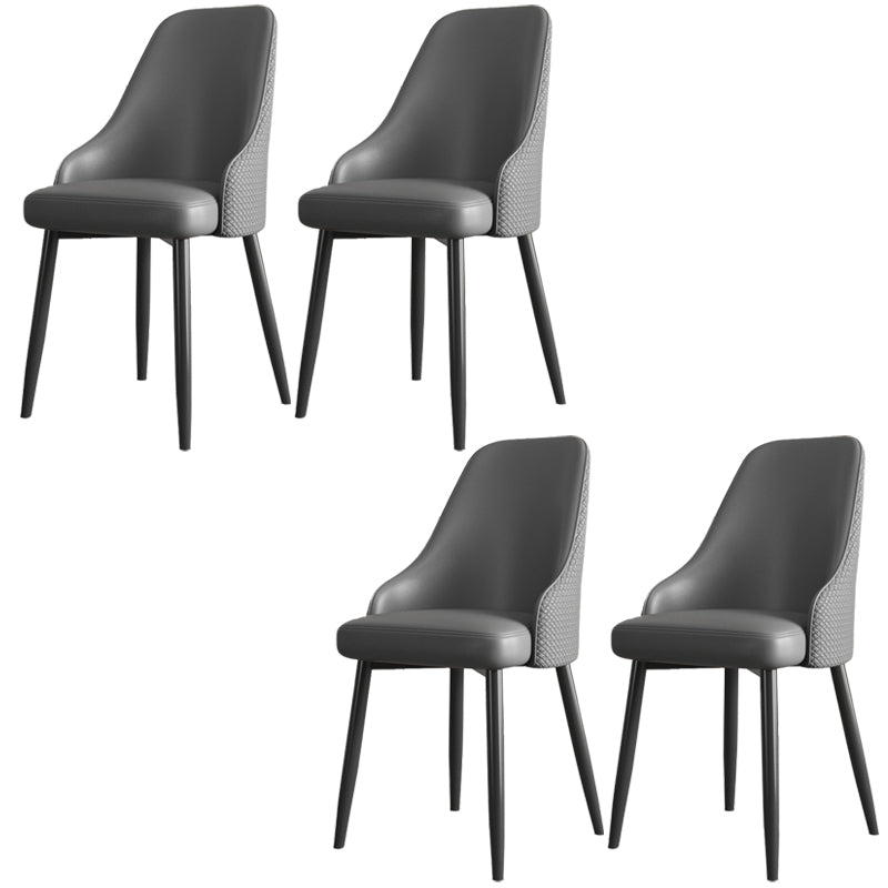 Industrial Style Side Chair Leather Side Dining Chair with Metal Base Grey 4 Piece Set Clearhalo 'Dining Chairs' 'Dining Tables & Seating' 'dining_chair' 'furn' 'furn_dining_chair' 'Furniture' 'Kitchen & Dining Furniture' 7028934