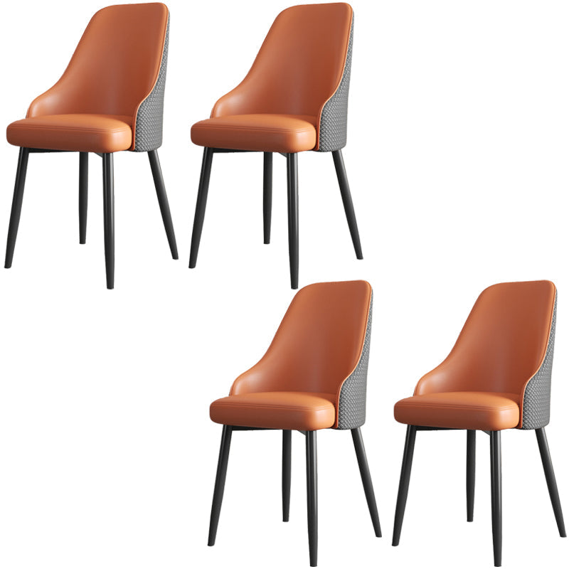 Industrial Style Side Chair Leather Side Dining Chair with Metal Base Brown 4 Piece Set Clearhalo 'Dining Chairs' 'Dining Tables & Seating' 'dining_chair' 'furn' 'furn_dining_chair' 'Furniture' 'Kitchen & Dining Furniture' 7028935