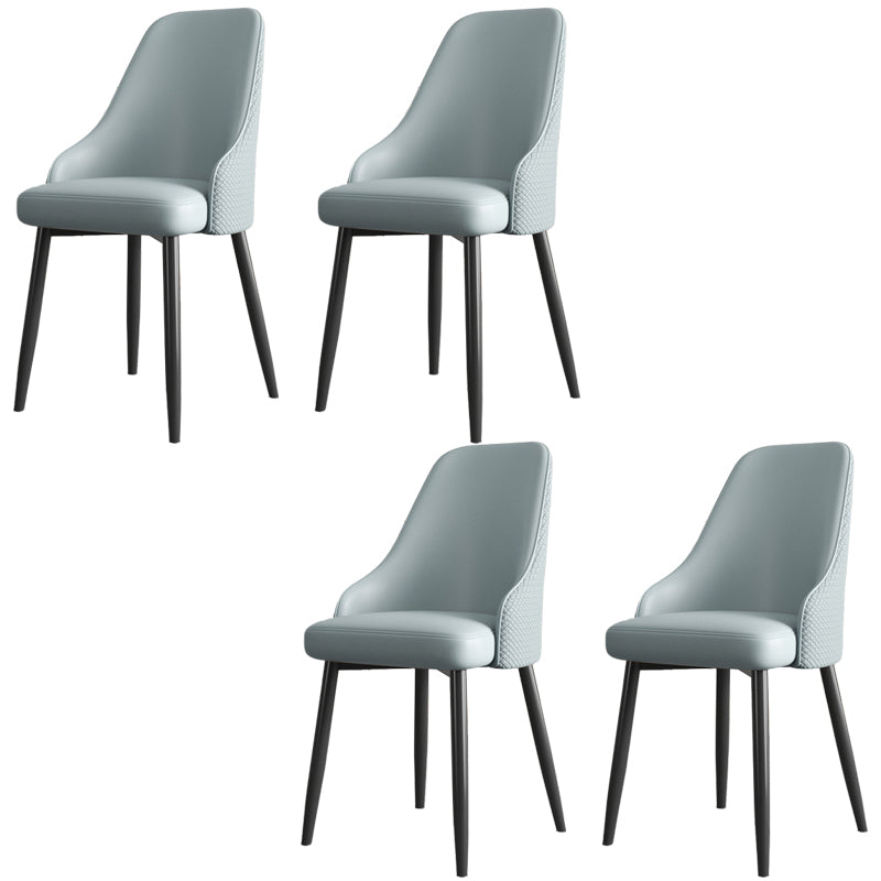 Industrial Style Side Chair Leather Side Dining Chair with Metal Base Blue 4 Piece Set Clearhalo 'Dining Chairs' 'Dining Tables & Seating' 'dining_chair' 'furn' 'furn_dining_chair' 'Furniture' 'Kitchen & Dining Furniture' 7028936