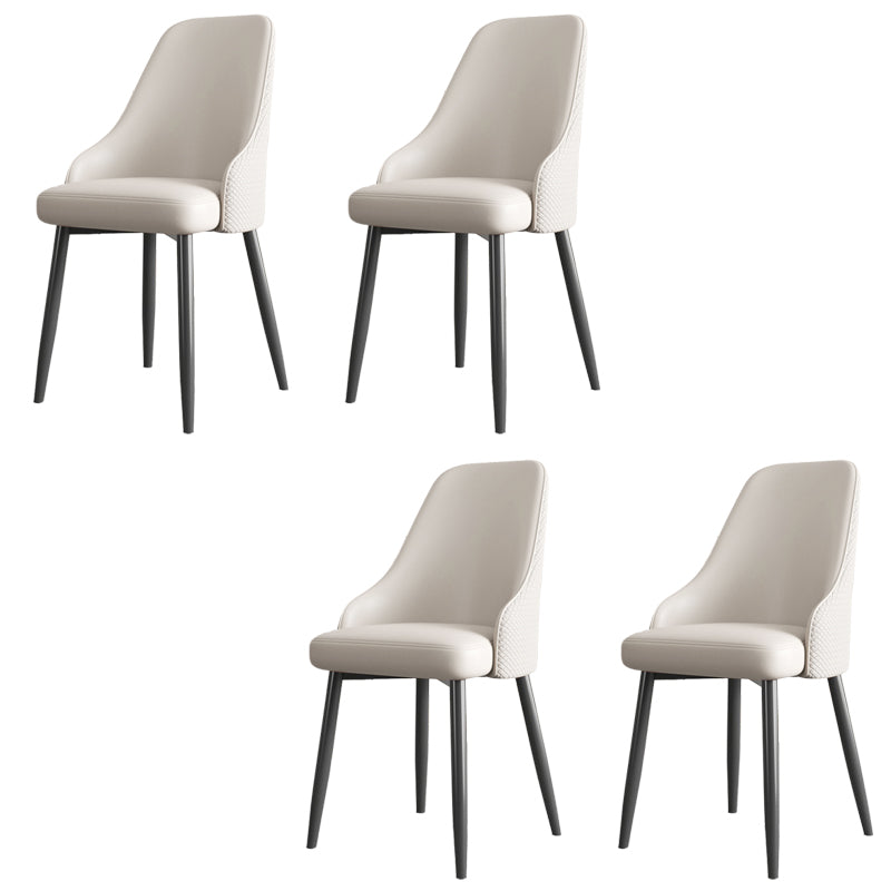 Industrial Style Side Chair Leather Side Dining Chair with Metal Base Off-White 4 Piece Set Clearhalo 'Dining Chairs' 'Dining Tables & Seating' 'dining_chair' 'furn' 'furn_dining_chair' 'Furniture' 'Kitchen & Dining Furniture' 7028937