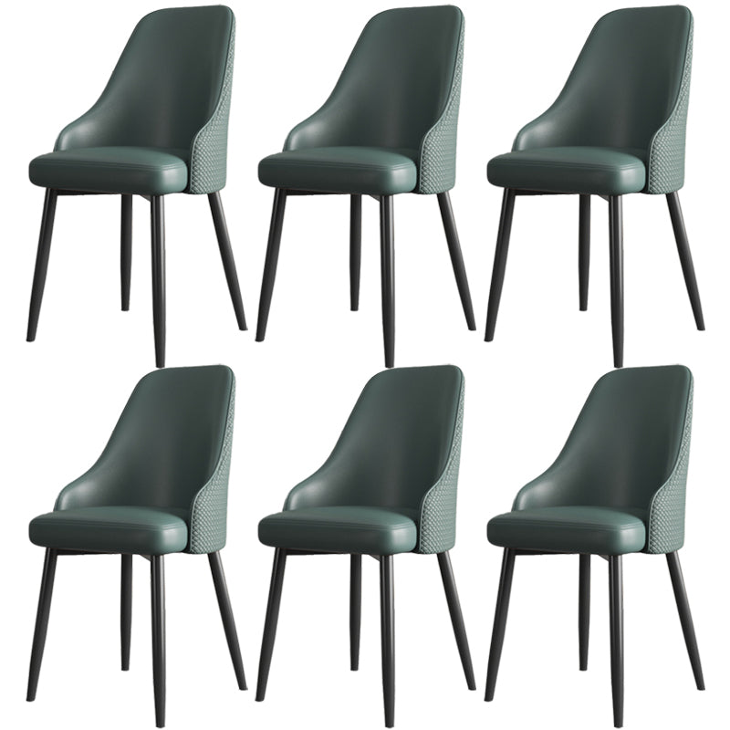 Industrial Style Side Chair Leather Side Dining Chair with Metal Base Green 6 Piece Set Clearhalo 'Dining Chairs' 'Dining Tables & Seating' 'dining_chair' 'furn' 'furn_dining_chair' 'Furniture' 'Kitchen & Dining Furniture' 7028938