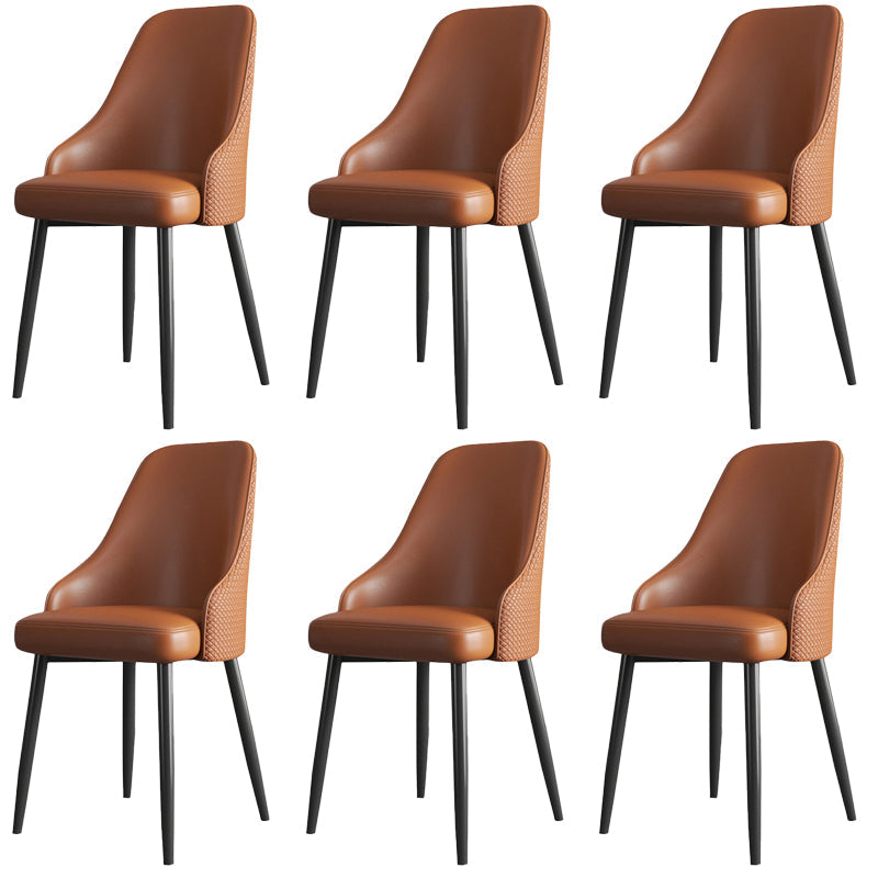 Industrial Style Side Chair Leather Side Dining Chair with Metal Base Dark Brown 6 Piece Set Clearhalo 'Dining Chairs' 'Dining Tables & Seating' 'dining_chair' 'furn' 'furn_dining_chair' 'Furniture' 'Kitchen & Dining Furniture' 7028939