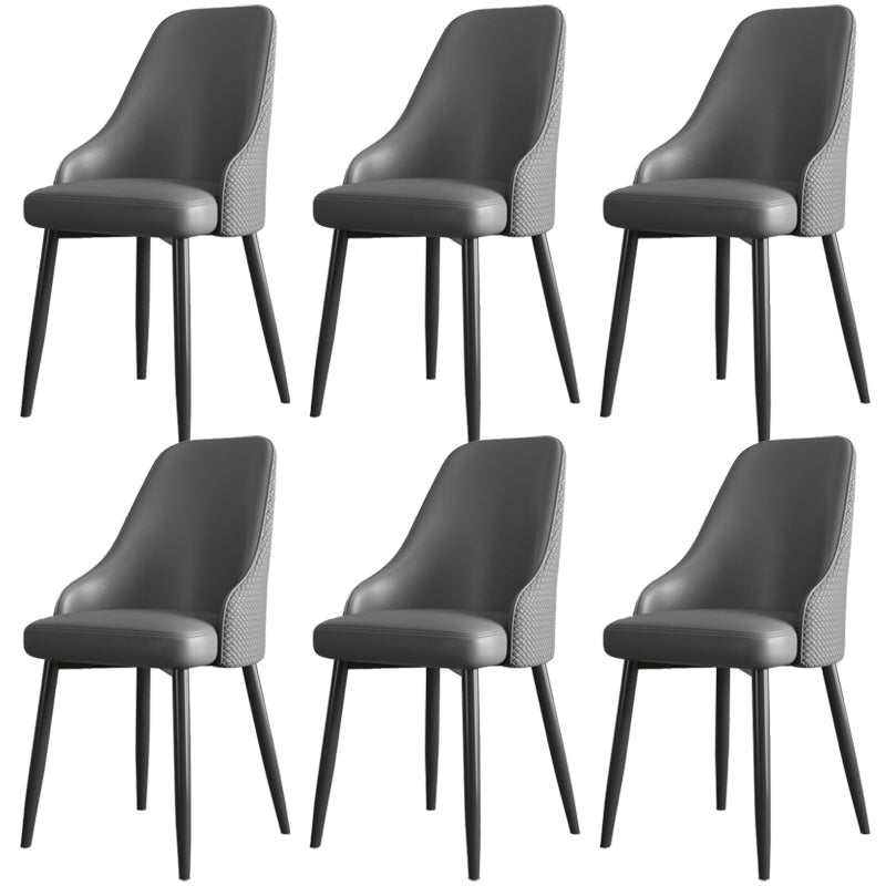 Industrial Style Side Chair Leather Side Dining Chair with Metal Base Grey 6 Piece Set Clearhalo 'Dining Chairs' 'Dining Tables & Seating' 'dining_chair' 'furn' 'furn_dining_chair' 'Furniture' 'Kitchen & Dining Furniture' 7028940
