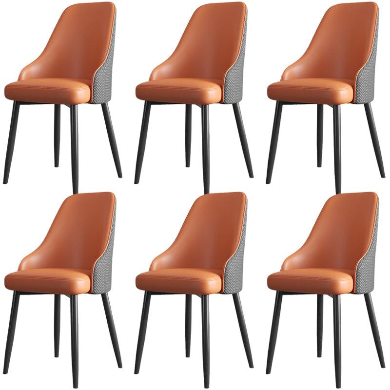 Industrial Style Side Chair Leather Side Dining Chair with Metal Base Brown 6 Piece Set Clearhalo 'Dining Chairs' 'Dining Tables & Seating' 'dining_chair' 'furn' 'furn_dining_chair' 'Furniture' 'Kitchen & Dining Furniture' 7028941