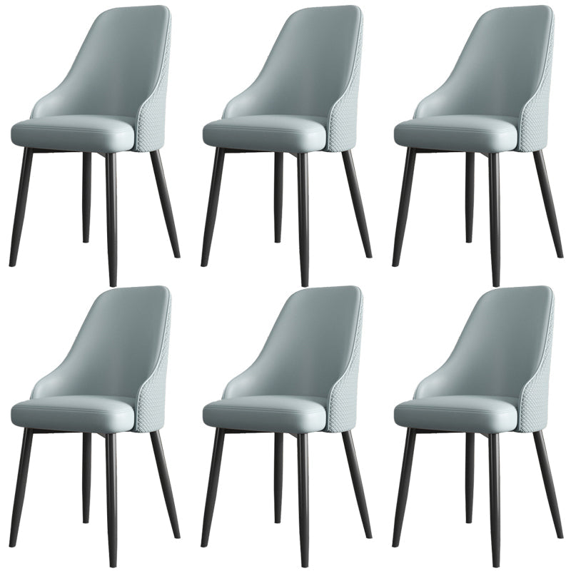 Industrial Style Side Chair Leather Side Dining Chair with Metal Base Blue 6 Piece Set Clearhalo 'Dining Chairs' 'Dining Tables & Seating' 'dining_chair' 'furn' 'furn_dining_chair' 'Furniture' 'Kitchen & Dining Furniture' 7028942