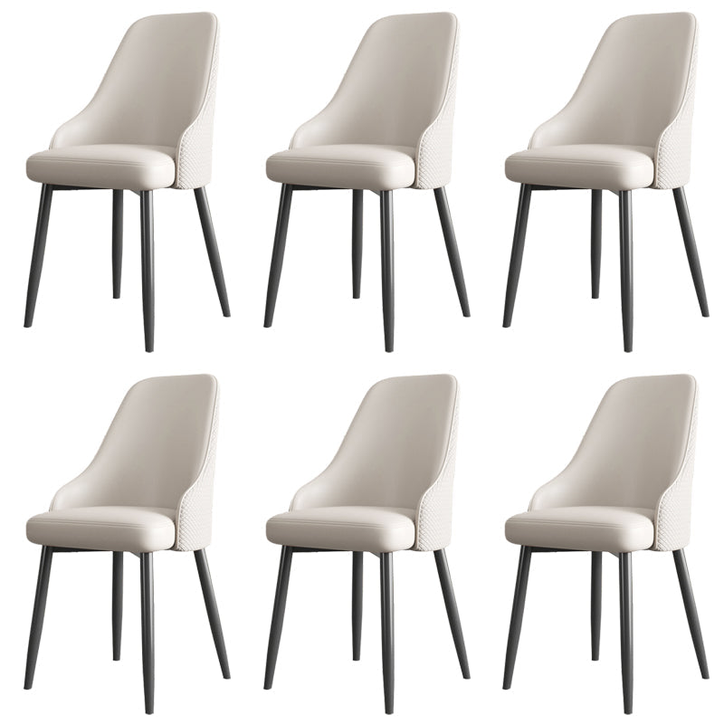 Industrial Style Side Chair Leather Side Dining Chair with Metal Base Off-White 6 Piece Set Clearhalo 'Dining Chairs' 'Dining Tables & Seating' 'dining_chair' 'furn' 'furn_dining_chair' 'Furniture' 'Kitchen & Dining Furniture' 7028943