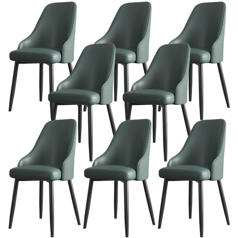 Industrial Style Side Chair Leather Side Dining Chair with Metal Base Green 8 Piece Set Clearhalo 'Dining Chairs' 'Dining Tables & Seating' 'dining_chair' 'furn' 'furn_dining_chair' 'Furniture' 'Kitchen & Dining Furniture' 7028944