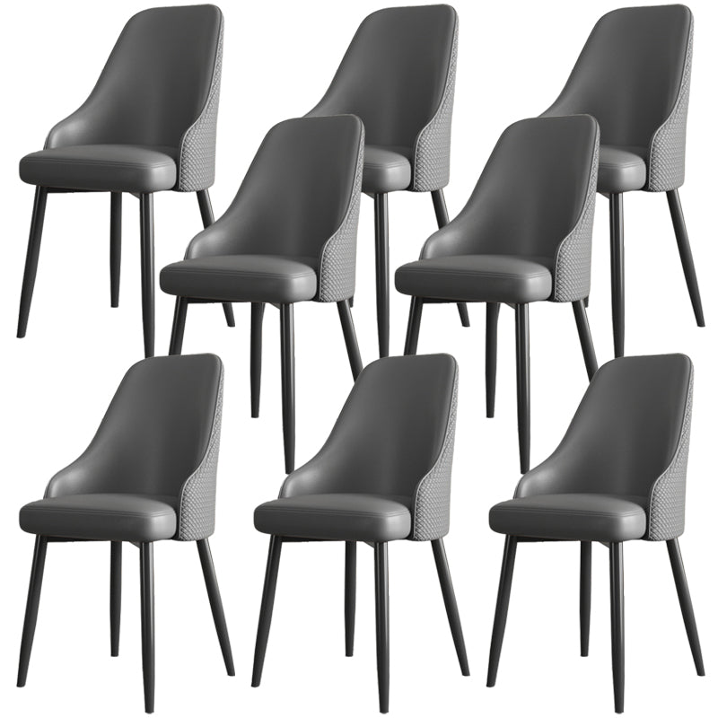 Industrial Style Side Chair Leather Side Dining Chair with Metal Base Grey 8 Piece Set Clearhalo 'Dining Chairs' 'Dining Tables & Seating' 'dining_chair' 'furn' 'furn_dining_chair' 'Furniture' 'Kitchen & Dining Furniture' 7028946