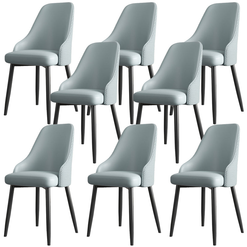 Industrial Style Side Chair Leather Side Dining Chair with Metal Base Blue 8 Piece Set Clearhalo 'Dining Chairs' 'Dining Tables & Seating' 'dining_chair' 'furn' 'furn_dining_chair' 'Furniture' 'Kitchen & Dining Furniture' 7028948