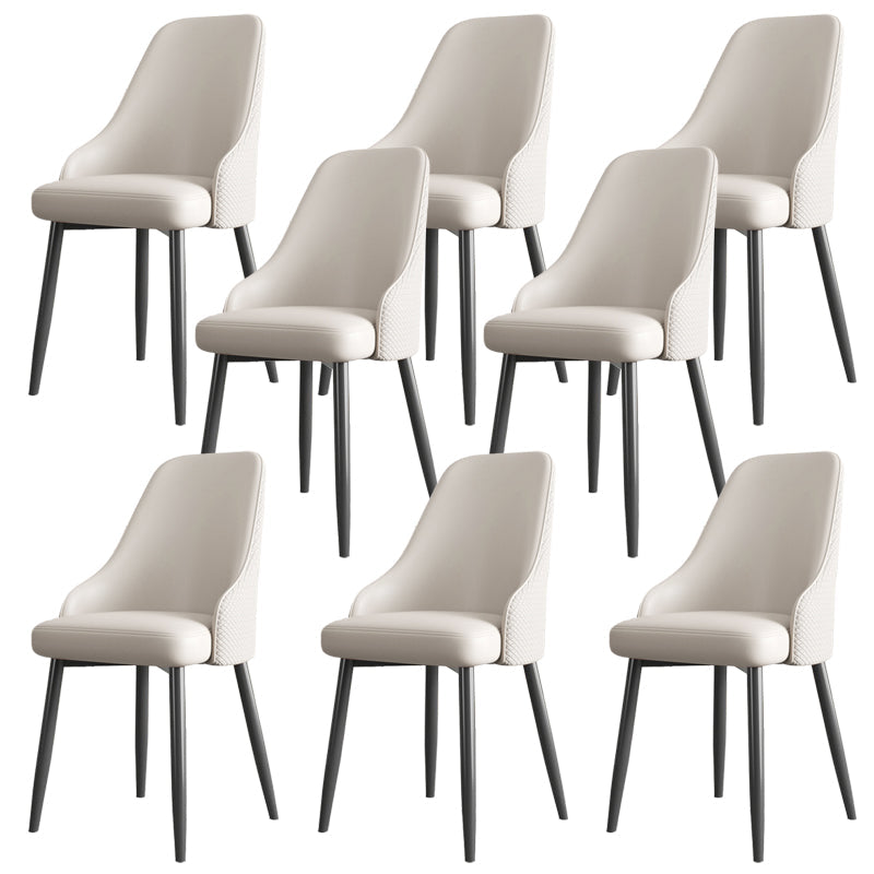 Industrial Style Side Chair Leather Side Dining Chair with Metal Base Off-White 8 Piece Set Clearhalo 'Dining Chairs' 'Dining Tables & Seating' 'dining_chair' 'furn' 'furn_dining_chair' 'Furniture' 'Kitchen & Dining Furniture' 7028949