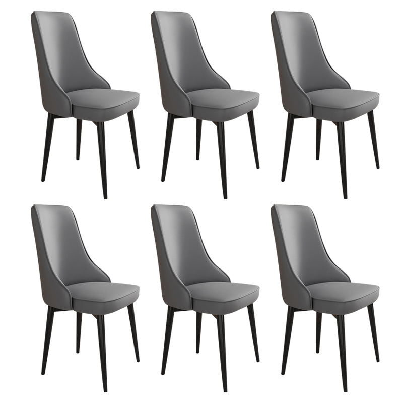 Glam Style Side Chair Upholstered Dining Chair for Dining Room Dark Gray 6 Piece Set Black Clearhalo 'Dining Chairs' 'Dining Tables & Seating' 'dining_chair' 'furn' 'furn_dining_chair' 'Furniture' 'Kitchen & Dining Furniture' 7029226