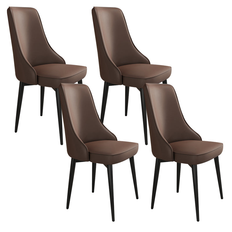 Glam Style Side Chair Upholstered Dining Chair for Dining Room Brown 4 Piece Set Black Clearhalo 'Dining Chairs' 'Dining Tables & Seating' 'dining_chair' 'furn' 'furn_dining_chair' 'Furniture' 'Kitchen & Dining Furniture' 7029235