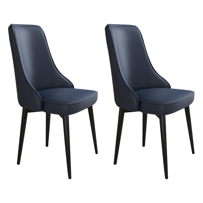 Glam Style Side Chair Upholstered Dining Chair for Dining Room Dark Blue 2 Piece Set Black Clearhalo 'Dining Chairs' 'Dining Tables & Seating' 'dining_chair' 'furn' 'furn_dining_chair' 'Furniture' 'Kitchen & Dining Furniture' 7029244
